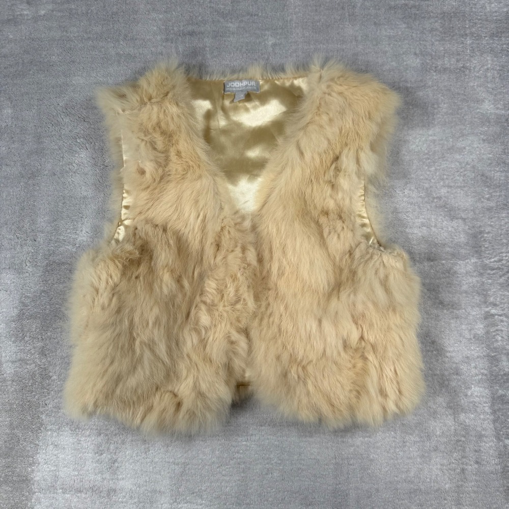 Jodhpur Rabbit Fur Vest Youth 10A Beige Genuine Fur Gilet Galeries Lafayette